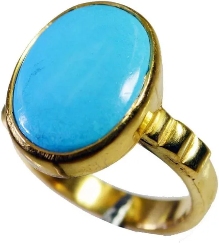 Vista 2 de Reak Tourquoise - Anillo chapado en oro para mujer con piedra natal astrológica, talla H a Z