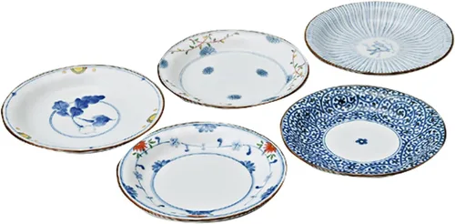 Vista 4 de Saikai Pottery Hasami ware plato pequeño con caja de regalo 4.7 pulgadas x cinco tipos Set