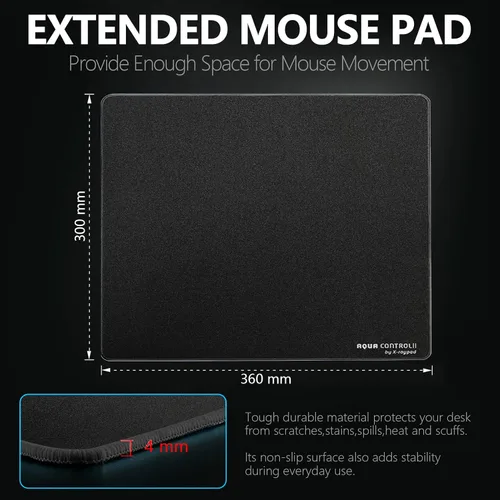 Vista 5 de X-Raypad Aqua Control 2 - Alfombrilla de mouse para juegos de ultra alta precisión con velocidad perfecta y capacidad de control, deslizamiento X e