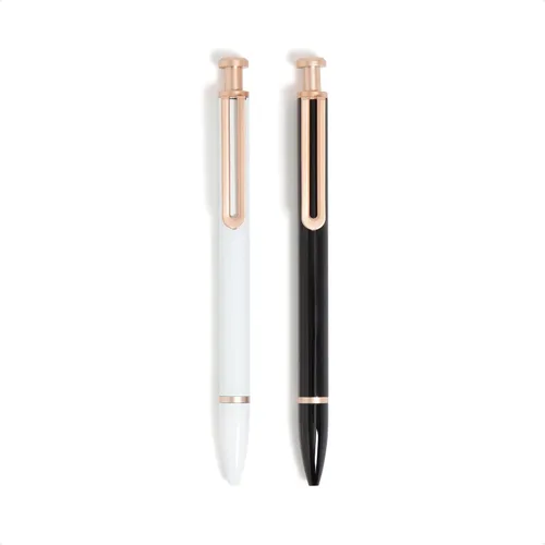 Vista 9 de U Brands Bolígrafos Monterey, juego de 2, gris pizarra oscuro y rosa suave con detalles dorados, punta gruesa (1.0 mm), tinta negra