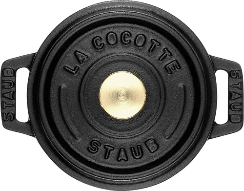 Vista 8 de STAUB - Olla de hierro fundido para horno holandés de 0.5 cuartos, redonda, hecha en Francia, para 1 persona, color negro mate
