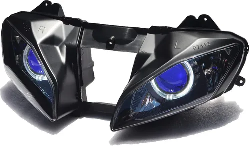 Vista 3 de Conjunto de faros LED Angel Demon Eyes HID Bombilla para Yamaha YZF R6 2008-2014 (blanco y azul)