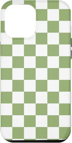 Vista 25 de Funda clásica a cuadros para iPhone 13 Pro Max, color verde salvia y blanco