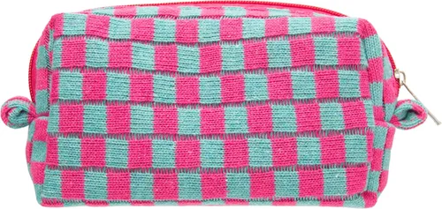 Vista 83 de PAZIMIIK Bolsa de Maquillaje a Cuadros para Bolso Portátil con Cremallera, Estuche Pequeño de Cosméticos para Accesorios de Viaje, Azul Ártico