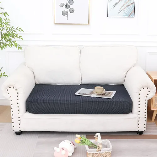 Vista 5 de Smiry Fundas de cojín impermeables para sofá, fundas de cojín de jacquard elástico, lavables, fundas de cojín gruesas para sofá, protector de Gris