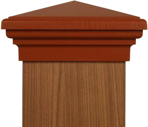 Vista 7 de Tapa de poste piramidal gris de 4 x 4 para postes de 3.5 x 3.5 pulgadas, más común para postes tratados a presión, parte superior cuadrada
