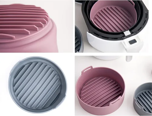 Vista 7 de Olla de silicona prémium para freidora de aire, tazón, cesta, accesorios para horno para freidoras de aire seguras para alimentos, fácil de limpiar