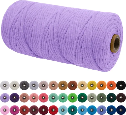 Vista 100 de JeogYong Cordón de macramé de un solo hilo 3 mm x 109 yardas (328 pies) Cuerda de algodón suave Hilo de macramé de 3 mm, suministros de macramé