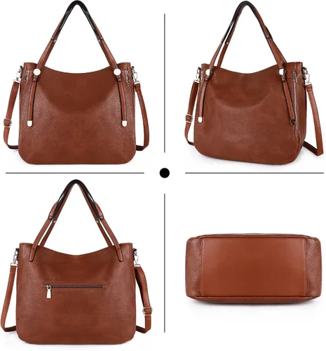Vista 3 de Bolso de mano para mujer, de piel vegana, de gran capacidad, con correas ajustables