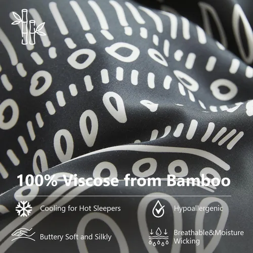 Vista 3 de Simple&Opulence Juego de funda de edredón refrescante estilo bohemio, 3 piezas, diseño geométrico tribal azteca, de lujo, ropa de cama suave