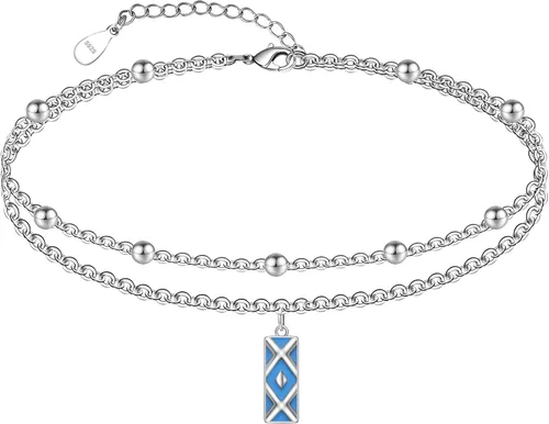 Vista 83 de CHIC & ARTSY Tobilleras de plata de ley S925 para mujer, pulsera de tobillo ajustable multicapa para playa, joyería de verano para mujer, de 10 a 11