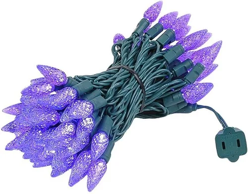 Vista 6 de Novelty Lights - Mini juego de 70 luces C6 LED de Navidad, serie de luces de grado comercial para exteriores, cable verde, 24 pies