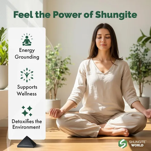Vista 2 de Shungite World Auténtica pirámide de shungita pulida de 1.18 pulgadas / 1.18 pulgadas, cristal curativo natural de chakras, pirámide negra real