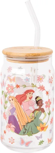 Vista 25 de Silver Buffalo Disney Alice in Wonderland Tarro de vidrio con tapa de bambú y pajita de vidrio, 16 onzas