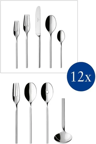 Vista 6 de Villeroy & Boch New Wave - Juego de cubiertos de 64 piezas, diseño elegante y moderno, acero inoxidable 18/10, servicio para 12