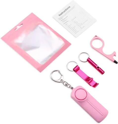 Vista 8 de AMIR Juego de llaveros de seguridad para mujeres y niños, 4 piezas de accesorios de llavero de seguridad, juego de llaveros de defensa personal