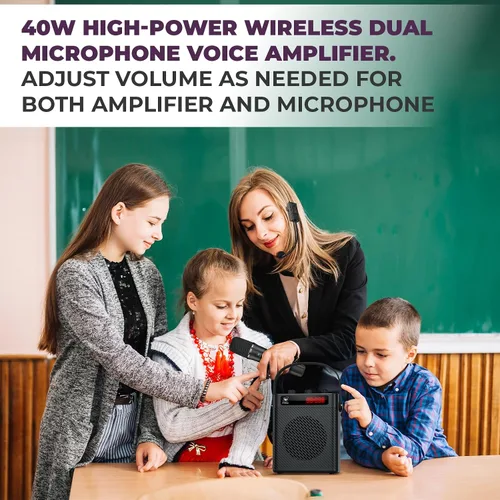 Vista 7 de Amplificador de voz Bluetooth de 40 W con micrófono de auriculares y micrófono de mano Portable Rechargeable PA System for Teachers &
