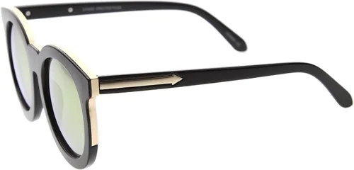 Vista 3 de zeroUV Women's Fashion Oversized Flash Mirrored Flat Lens Round Sunglasses 64mm