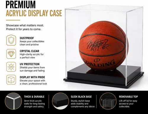 Vista 3 de Vitrina de baloncesto de acrílico transparente titular de protección UV para pelota autografiada