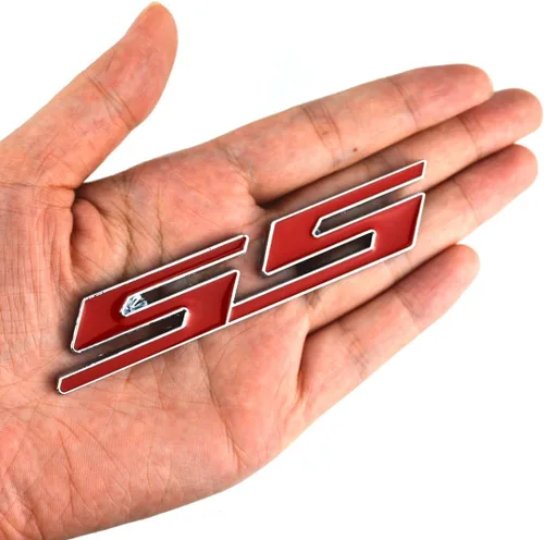 Vista 4 de Aimoll 1 placa de repuesto 3D para rejilla SS Emblema para Camaro Chevrolet serie GM frontal (rojo cromado)