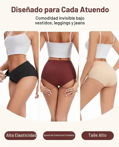 Vista 6 de Sunm Boutique Ropa interior sin costuras para mujer, calzoncillos con Negro