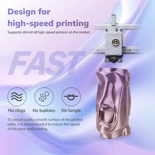 Vista 5 de AMOLEN Filamento PLA de Seda para Impresora 3D, Filamento PLA Kingfisher Rainbow Multicolor Brillante 1.75mm, Filamento de Impresión 3D PLA