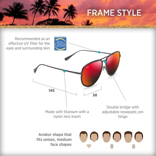 Vista 6 de Maui Jim Fair Winds - Gafas de sol polarizadas de aviador para hombre y mujer