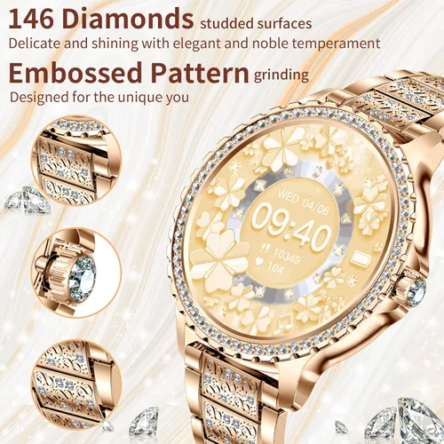 Vista 2 de Relojes inteligentes para mujer (respuesta/hacer llamadas), más de 120 relojes inteligentes deportivos para Android iOS, pantalla HD de 1.32