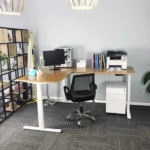 Vista 2 de Mesa de escritorio de bambú 100% sólido de 48 x 27.5 x 1 pulgadas, solo para escritorio de pie, escritorio de oficina en casa (ángulo derecho)