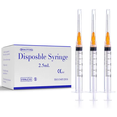 Vista 19 de Jeringa de 1ml/cc con aguja Luer Lock de calibre 25 de 1 pulgada, jeringas de muestra desechables de laboratorio, paquete de 20 Paquete sellado