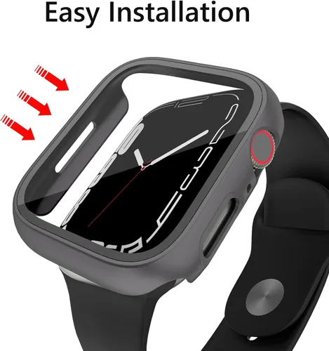 Vista 5 de Funda rígida de policarbonato compatible con Apple Watch Series 7/8/9 de 1.614 pulgadas, carcasa protectora completa con protector de pantalla