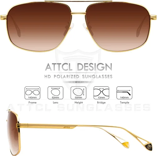 Vista 3 de ATTCL Gafas de sol polarizadas de moda para hombre, protección UV, marco de metal