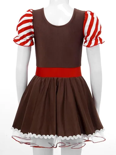 Vista 5 de Linjinx Disfraz de hombre de jengibre para niñas, disfraz de Navidad para Halloween, cosplay, fiesta de Navidad
