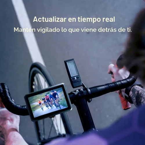 Vista 3 de FEISIKE Espejo para manubrio de bicicleta, cámara retrovisora con función de visión nocturna HD de 4.3 pulgadas, visión de ángulo amplio de 145°