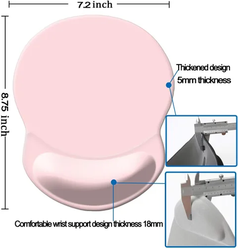 Vista 2 de Alfombrilla para mouse con soporte de muñeca, alfombrilla antideslizante para mouse para oficina, computadora, laptop y Mac, duradera, cómoda