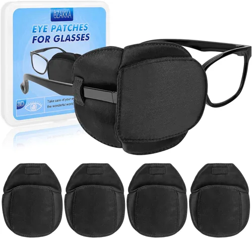 Vista 11 de eZAKKA Parches para ojos para adultos y niños, para ojo izquierdo y derecho, 2 piezas de parches médicos para anteojos de seda para ojos perezosos