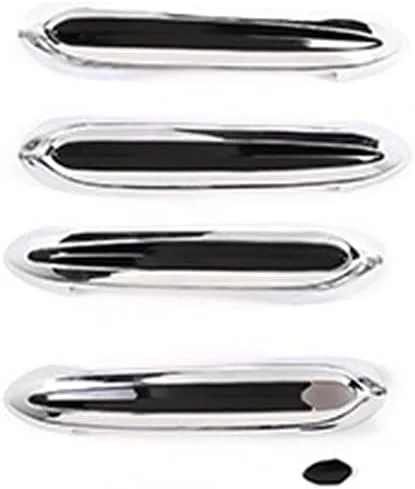 Vista 5 de Fundas protectoras de mango completo compatibles con BMW X5 G05 2019-2023 (cubiertas de mango OEM con molduras, negro + borde plateado)