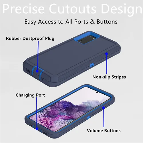 Vista 3 de Funda para Samsung Galaxy S20 (no para versión Plus), resistente funda protectora a prueba de polvo a prueba de golpes, protección contra caídas, 3