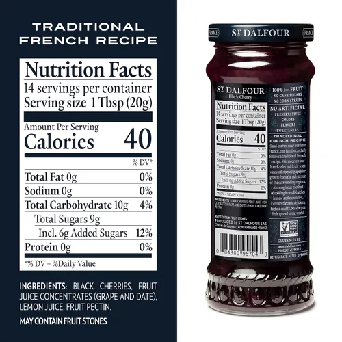 Vista 5 de St. Dalfour Mermelada de Fruta de Cereza Negra - 10 oz - 100% de Fruta, Sin Ingredientes Artificiales, Sin OMG, Sin Azúcares de Caña, Completamente