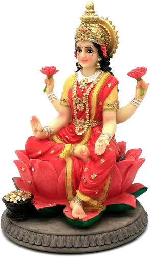 Vista 9 de alikiki Estatua de laxmi de diosa india – 8.9 pulgadas de alto, ídolo hindú Lakshmi, escultura de Diwali, regalo para decoración india de Pooja