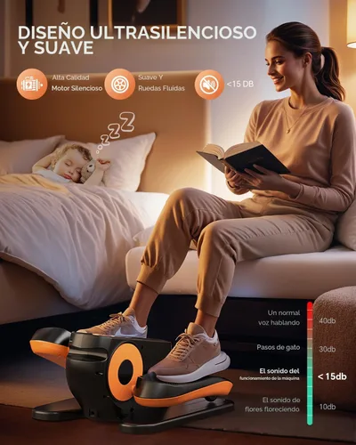 Vista 6 de Máquina elíptica para debajo del escritorio con 12 velocidades ajustables, pedal sentado silencioso y portátil con control remoto y correas