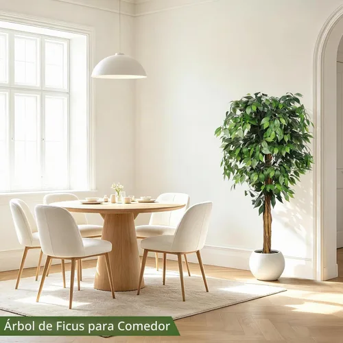 Vista 6 de Realead Árbol de ficus artificial de 5 pies con tronco triple y maceta