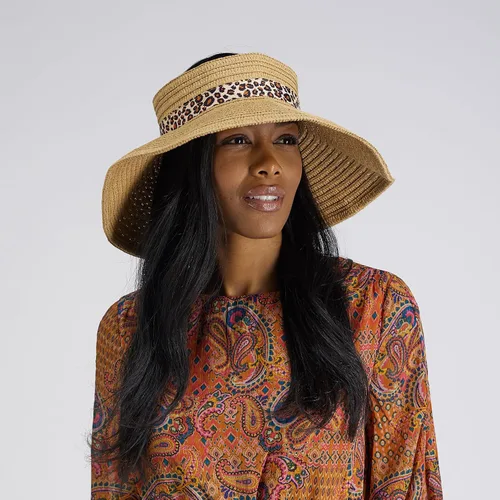 Vista 6 de Jessica Simpson Sombrero de visera de paja plegable para mujer