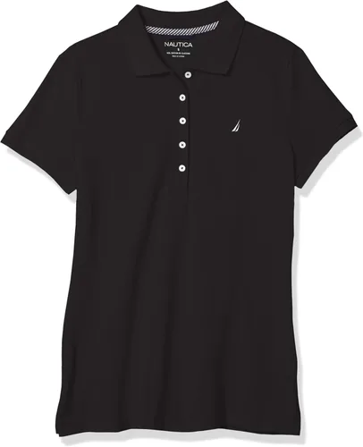 Vista 3 de Camiseta de polo Nautica para mujer, de manga corta, 5 botones, transpirable, 100% algodón