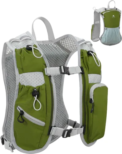 Vista 19 de Chaleco de correr para mujeres y hombres, mochila de hidratación para correr, chaleco para corredores, chaleco de hidratación, con soporte frontal