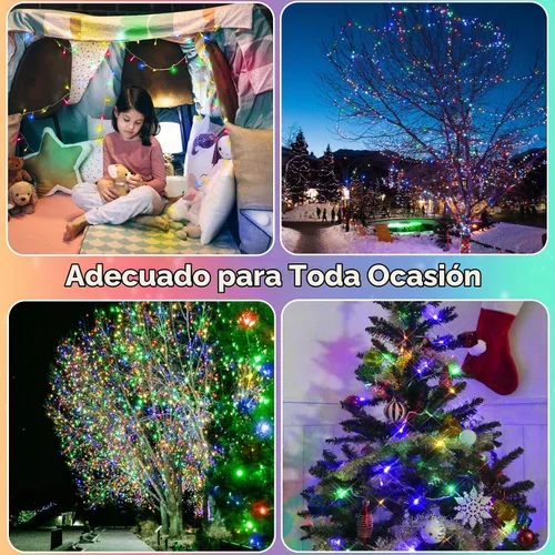 Vista 4 de Paquete de 2 tiras de 200 luces LED a pilas, luces parpadeantes multicolor Varios