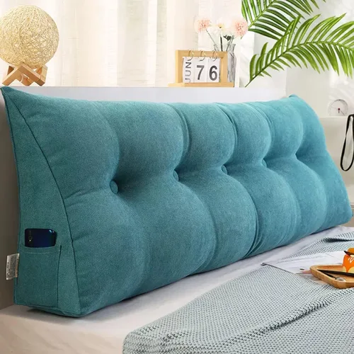 Vista 14 de Almohada triangular grande de cuña de lectura, cojín de cabecera para reposo en cama, almohada de forro polar para cabecero, respaldo con funda