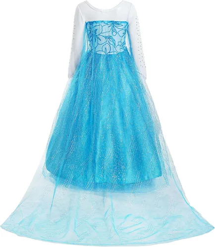 Vista 3 de ReliBeauty Disfraz de princesa de nieve para niñas, color azul