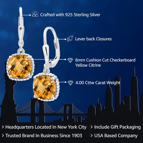 Vista 89 de Gem Stone King Aretes colgantes de plata de ley 925 de 0.315 pulgadas para mujer