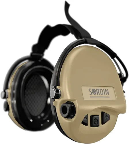 Vista 7 de Sordin MIL AUX Ear Muffs - Active and Electronic Military Ear Defenders w/Neckband - Tactical Earmuffs Negro